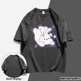 WIAOFELLAS  -  Couple's Matching Short Sleeve T-Shirt Set Cotton Cartoon Rabbit Printed Crew Neck Tops For Men And Women Summer Casual Wear