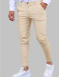 Wiaofellas  -  Men's Burgundy Slim Fit Chino Pants Stretch Skinny Trousers with Button Closure