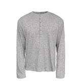 Wiaofellas  -  Men's Henry Neck Long Sleeve T-Shirt Autumn Loose Casual Button Top Basic Tee Couples Streetwear Simple T-Shirts