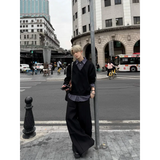 WIAOFELLAS  -  Men's Spring Autumn New Korean Style Fake Two-Piece Shirt Collar Spliced Hoodie High-End Sense Loose Long Sleeve Trendy