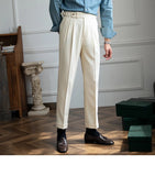 WIAOFELLAS  -  Neapolitan Men's Casual Busin Pants Autumn Season Slim Fit Briti Sle Nine Point Straight Leg Trousers for Young Men