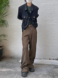 WIAOFELLAS  -  Men Suit Pants Trousers Men Business Suit Pants Formal Dress Pants Wide Leg Loose Man Classic Solid Color Long Trousers A074