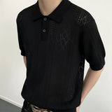 Wiaofellas  -  Loose Fit Men's Short Sleeve Polo Shirt Retro Knitted Summer T-Shirt Commute Casual Wear Comfortable Breathable Pure Color