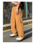 WIAOFELLAS  -  Vintage Jacquard Jeans Men's Street American Straight Wide-leg Jeans Yellow Pantalones Hombre Y2K Fashion Streetwear Loose Pants