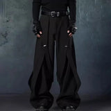 WIAOFELLAS  -  Spring New Men's Wide-Leg Patchwork Trousers American Retro Fashion Trendy High Street Loose Casual Niche Men's Bottoms