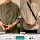 Wiaofellas  -  New Chinese Style Cotton Linen Short Sleeve Shirt Men Casual Summer Vintage Loose Fit Breathable Comfortable Skin-Friendly