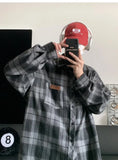 Wiaofellas  -  Retro Plaid Shirt with Long Sleeves for Men's Design Loose Feel