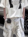 Wiaofellas  -  Summer Washed Distressed Workwear Shorts Men's Trendy Street Style Loose Wide Leg Big Pocket Seven-Foot Pants Casual Trousers