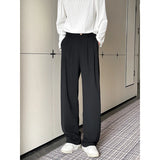 WIAOFELLAS  -  Beige Suit Pants Men Society Mens Black Dress Pants Korean Loose Straight Pants Mens Office Formal Trousers Large Size 5XL