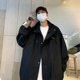 WIAOFELLAS  -  Autumn Jackets Men Chic Baggy Japanese Style Outdoor Hooded Males Overcoats All-match High Street Windproof Long Sleeve College