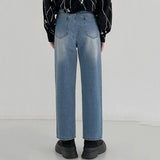 Wiaofellas  -  Winter Autumn Blue Jeans Men Loose Straight Tide Ins Ankle-length Denim Pants Handsome Male Straight Trousers Korean 2D0225