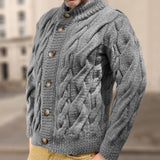 Wiaofellas  -  Vintage Single-breasted Sweatercoats Mens Fall Winter Casual Solid Color Long Sleeve Knitted Cardigans Men Trendy Sweater Jacket