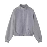 Wiaofellas -  Stand Collar Sweatshirt Set Men Sports Cardigan Jacket and Jogging Wide Leg Pants Loose Sports 2-piece Sets Unisex Tracksuits