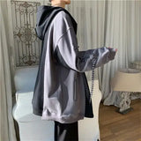 WIAOFELLAS  -  Hooded Zipper Splicing Sweatshirt Men's Spring and Autumn Hiphop Trendy High Street Cardigan Jacket