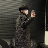 Wiaofellas  -  Turn-down Collar Long Sleeve Men Long Duck down Jacket Pocket Design Simple Male Tops Korea Fashion Casual