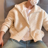 Wiaofellas  -  Men's Turtleneck Knitted Zipper Jacket Casual Vintage Loose Light Luxury Korean Popular Clothing Long Sleeve Winter Coats M-2XL