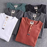Wiaofellas  -  Plus Size Simplicity Street Casual T Shirt Men's Spring Autumn Long Sleeve Solid Fashion Tops Vintage High Street Men Clothing