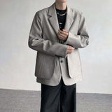 WIAOFELLAS  -  Fake Two Piece Men's Suit Shoulder Padded Design Solid Color Stripe Single Breasted Spring New Male Blazers Fashion