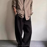 WIAOFELLAS  -  Korean style texture pleated ice silk casual pants for men's summer old money style drooping cleanfit wide-leg trousers