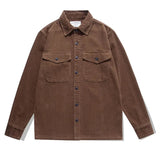 Wiaofellas New Men Corduroy Casual Shirts Long Sleeves Vintage Solid Color Top Coats Workwear Clothing