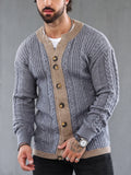 Wiaofellas  -  Knitwear Mens Vintage Sweatercoats Autumn Casual Long Sleeve Button V Neck Knit Jackets Men Fashion Patchwork Sweater Cardigans