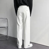 Wiaofellas  -  Men's White Straight Pants Fashion Korean Loose Suit Trousers Casual Draped Baggy White Wide Pant Male Streetwear