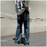WIAOFELLAS  -  Vintage Jeans Men Wide Leg Loose Mid Waist Bleached All-match Teenagers Fitness Fashion Classic High Street Slouchy Denim Chic