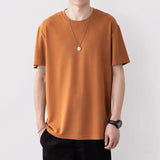 Wiaofellas  - Summer Men's Fashion Solid Color Loose T-shirt Men Modal Short Sleeve Casual Tops Male Sportswear Tracksuit Clothes V12