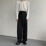 WIAOFELLAS  -  Black Suit Pants Men Oversized Fashion Social Mens Dress Pants Korean Loose Straight Wide Leg Pants Mens Office Formal Trousers