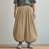 WIAOFELLAS  -  Men Pants Solid Color Elastic Waist Loose Wide Leg Trousers Men Streetwear 2025 Joggers Fashion Casual Long Pants S-5XL