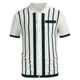 WIAOFELLAS  -  Mens Retro Business Polo Shirt Stripe Pattern Luxury Short Sleeve Casual Knitted Golf Wear Spring And Summer New Style