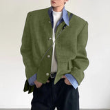 WIAOFELLAS  -  Men Jackets Patchwork Lapel Long Sleeve Button Casual Coats Men Streetwear Korean Style Fashion Male Jackets S-5XL