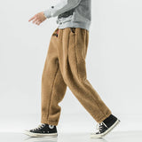 Wiaofellas  -   Winter Thicken Pants Men Warm Fashion Retro Thick Lamb Wool Pants Men Streetwear Hip Hop Loose Straight Pants Mens Trousers