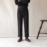 Wiaofellas  -  Spring Men Naples Slim-fit Dress Pants Light Luxury Casual Italy Retro Premium Elegant Business Leisure Check Suit Trousers