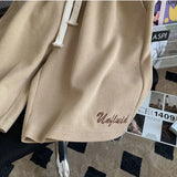 Wiaofellas  -  Summer Oversize Casual Fashion tracksuit Loose Waffle Suit Men Loose Short-sleeve tshirt + Sports Shorts Letter Print 2pcs Set