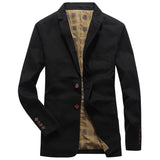 WIAOFELLAS  -  American Men's Cotton Casual Trendy Simple Solid Color Single-breasted Turn-down Collar Suit Blazers Male Jacket Coat Clothes