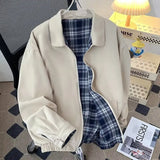 WIAOFELLAS  -  Spring and autumn new plaid double-sided jacket male couple double-sided jacket simple Korean version of the trend fashion coat