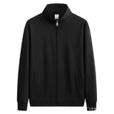 Wiaofellas  -  300g Premium China Cotton Zip Up Hoodie Solid Color Stand Collar Casual Unisex Streetwear Jacket for Spring Autumn