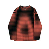WIAOFELLAS  -  Fashion New Men's Striped Loose Casual T-shirt Summer Trendy Round Neck Long Sleeves Pullover Tops Male