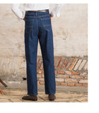 WIAOFELLAS  -  High Quality Jeans Men Dress Trouser Straight Leg Pant Naples Fashion Casual High Waist Straight Leg Jeans Men Trouser