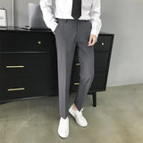 WIAOFELLAS  -  Size 27-36 Men Pants Ankle Length Spring Summer Autumn Fashion Casual Cotton Slim Straight Long Chinos Slacks Business Black