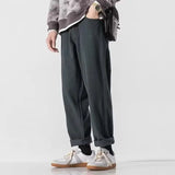 WIAOFELLAS  -  Spring Autumn Button Men's Clothing Spring Autumn High Waisted Pockets Vacation Casual Trousers Pencil Cargo Vintage Pants