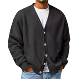 WIAOFELLAS  -  New Men's Casual Long Sleeve Sweater Cardigan V-neck Loose Top Autumn Winter Fashion Versatile Jacket For Male Knitted Coats