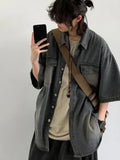 Wiaofellas  -  Harajuku Subculture Short Sleeve T Shirt Men Street Fashion Casual Loose vintage Tops Daily Outfits Men Trendy  Coats New