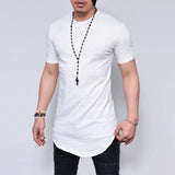 Wiaofellas  -  Men's White Slim T-Shirt Summer Short Sleeve Round Neck Tees Casual Youth Breathe Soft Cotton Top Basic Male Clothing