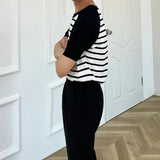 WIAOFELLAS  -  T-shirts Men Simple Mature Daily Casual Summer Striped Fashion Breathable All-match Korean Style Shinny Cozy Soft Handsome New
