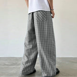 WIAOFELLAS  -  Men Plaid Pants Drawstring Joggers Loose Casual Straight Trousers Men Streetwear 2025 Fashion Male Long Pants S-5XL
