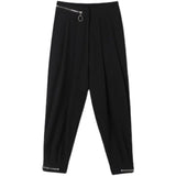 WIAOFELLAS  -  Casual Men's Pants Korean Chic Zipper Pasted Harem Pants New Spring Fashion Japanese Streetwear Design Black Trousers