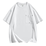 Wiaofellas  -  Summer New Streetwear Plus Size 8XL Cool Feeling Round Neck Loose Breathable T-Shirts Men Solid Color Tops Basics Pocket
