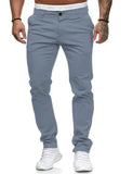 WIAOFELLAS  -  Foreign Trade Autumn New Casual Pants for Men's European and American Style Slim Fit Men's Casual Solid Color Pants